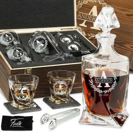 Personalized Whiskey Decanter with Stones Set